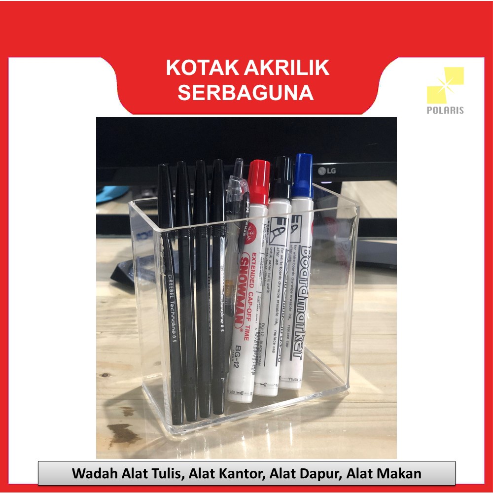 KOTAK AKRILIK-BOX AKRILIK-BOX ACRYLIC SERBAGUNA-KOTAK ALAT TULIS-WADAH ALAT KANTOR-WADAH ALAT DAPUR-WADAH ALAT MAKAN 126512