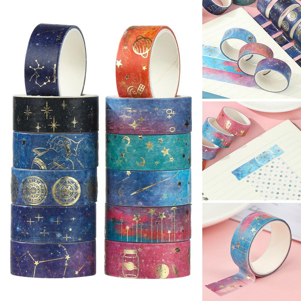 Nanas 12Rolls /Set Washi Tape DIY Diary Perekat Foil Emas Stiker Hias