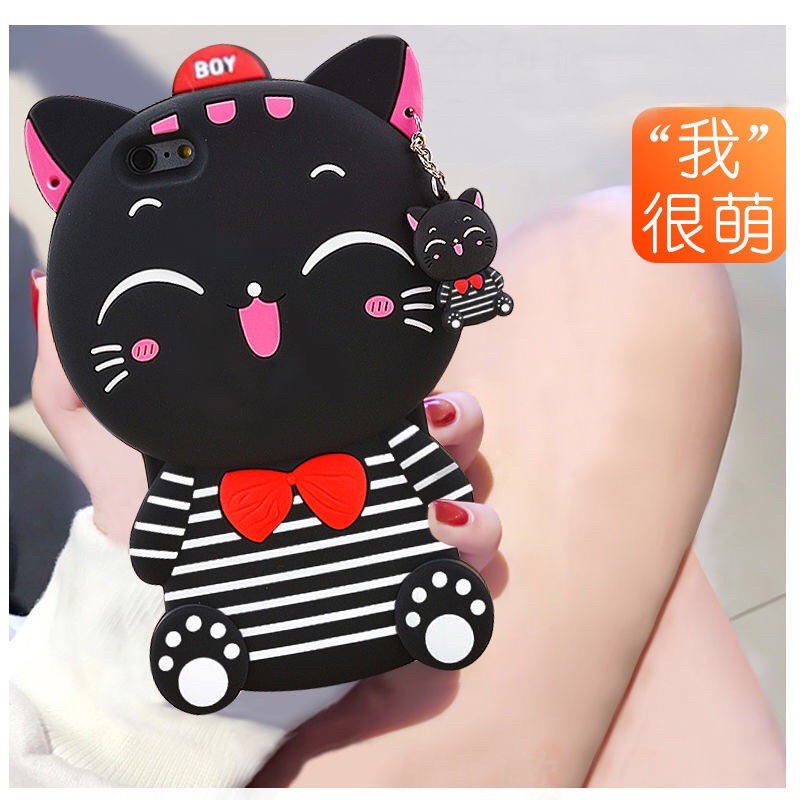 Silicon 3D Kitten Strip For OPPO RELAME 1 A37 A71 NEO 7 A33 F3 A77 F7  Silikon boneka lucu pelindung hp case tebal karet softcase lentur