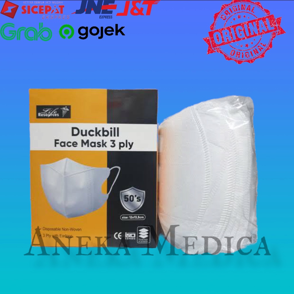 MASKER DUCKBILL 3 PLY ISI 50 PCS LIFE RESOURCES MIRIP MASKER DUCKBILL