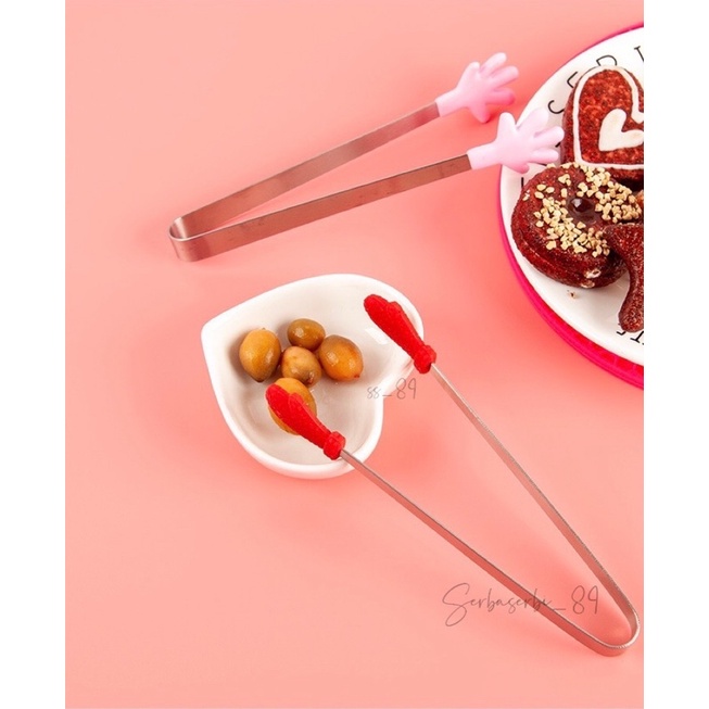 Food tongs pingset snack jepit camilan snack stainless dengan ujung silikon jepit cemilan