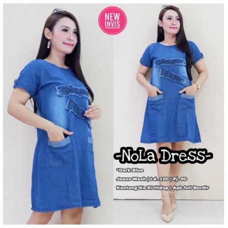 Nola dress jeans aplikasi bordir [RRA]