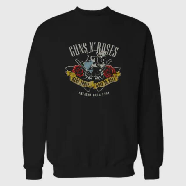 OCTACLEF Crewneck Sweatshirt Sweater Printing Music Band GNR Pria Wanita