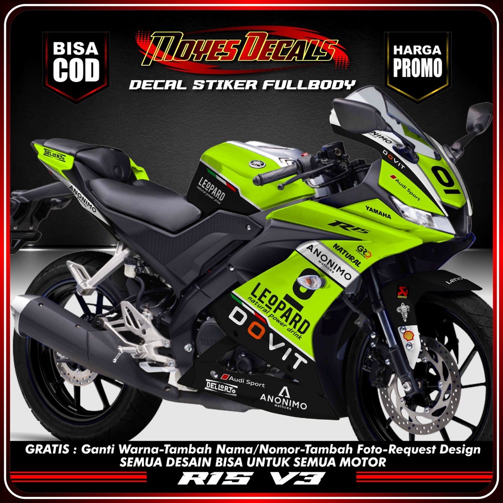 Decal Stiker R15 V3 LEOPARD RACING TYPE 3