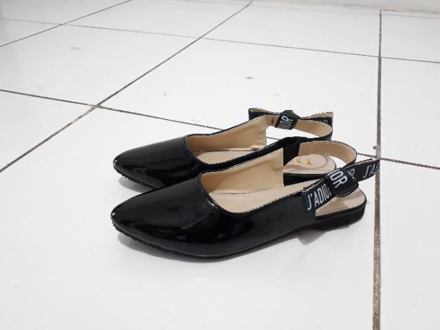 Ready 4 warna.. Sepatu Jdr Mirror Slingback Flat Shoes