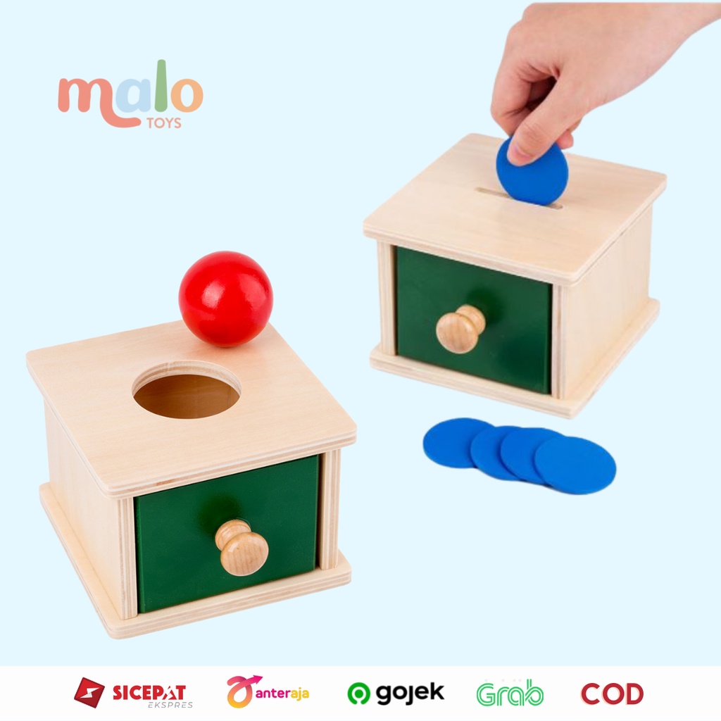 Promo Malotoys - Montessori Object Permanence Coin Box Drawer Ball Permanent Apparatus Toddler