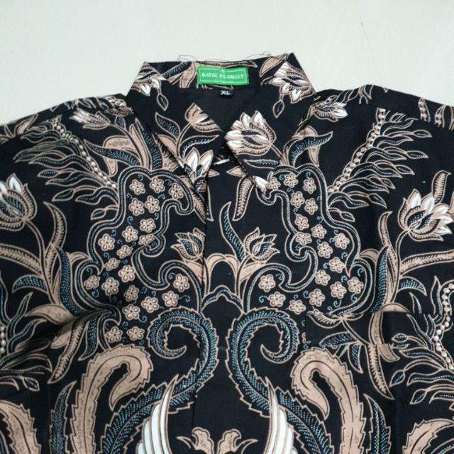 Batik Solo Peksi Semulur Mocca Size M - Xxl Kemeja Pria Katun Primisima Full Furing