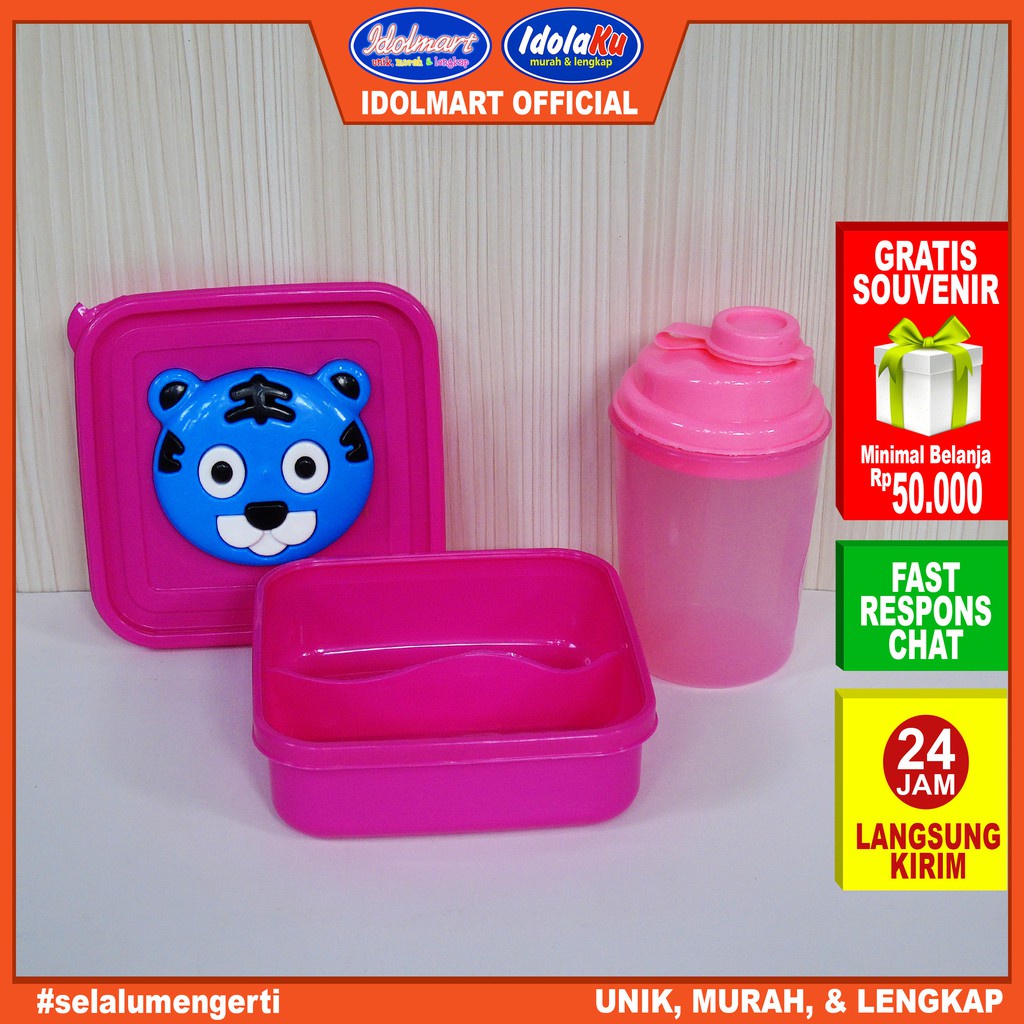 IDOLMART Tempat Makan set + botol minum / luch box parcel / paket souvenir ultah Surabaya