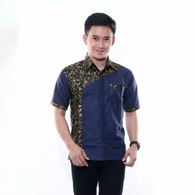 Kemeja Batik Pria Lengan Pendek Hem Hrb026 Bswart Size M L Xl Xxl
