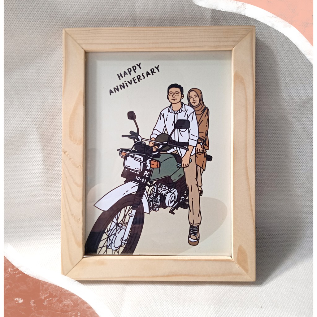 [CETAK+FRAME] ILUSTRASI WAJAH/ KARTUN WAJAH/ DIGITAL ART/ VEKTOR WAJAH KADO WISUDA, ANNIV, ULTAH