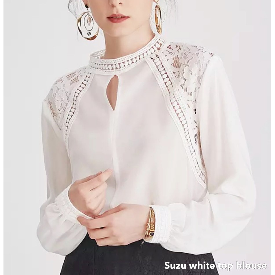 Suzu white top blouse -Thejanclothes