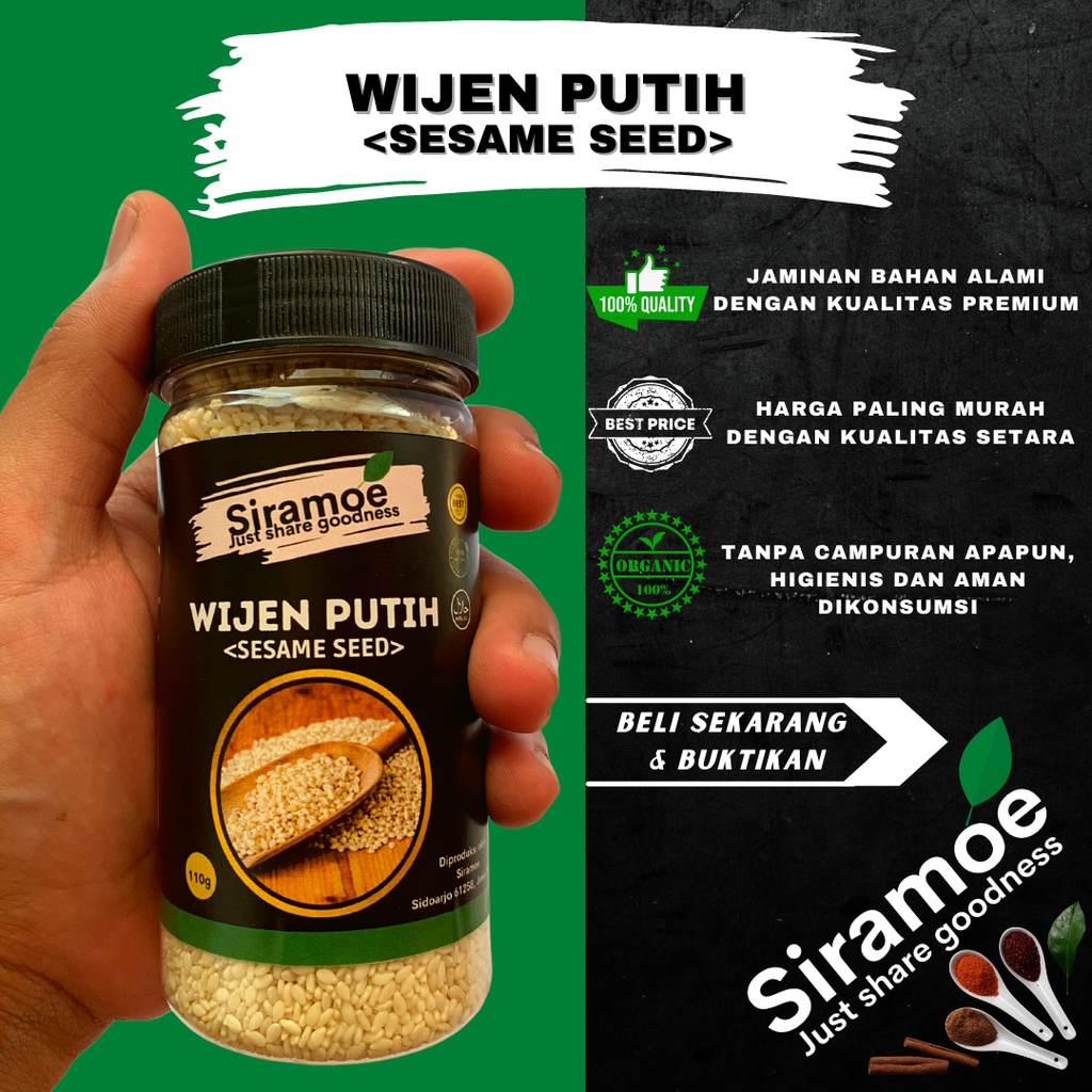 

Siramoe - Wijen Putih 110 gr Murni Kualitas Premium Bisa Buat Onde Onde Taburan Roti Salad Dressing Sesame Seed Bumbu Masak Dapur Organik Herbal Jsr Jurus Sehat Rasulullah Rasa Rempah Nusantara