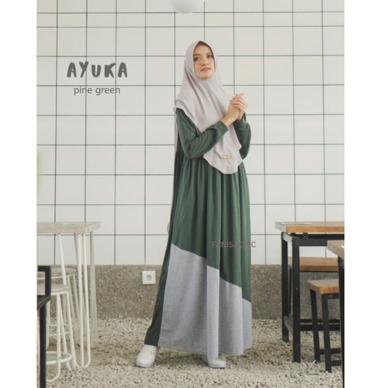 Gamis IBU MENYUSUI FANISACHIC Ayuka TANPA KERUDUNG Bahan Kaos - busui fanisa chic dress