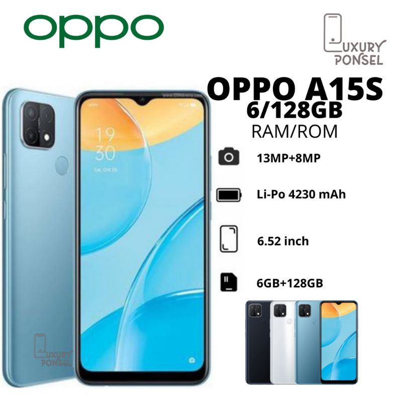 [ BERGARANSI ] OPPO A15S RAM 6GB ROOM 128GB GARANSI RESMI 1 TAHUN