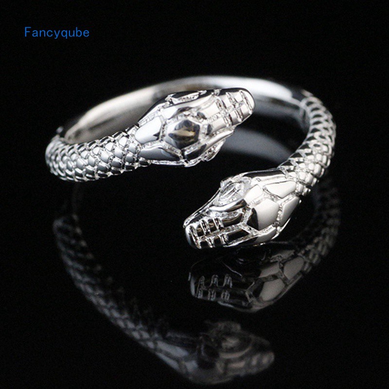 Hospitality Women/Men Fashion Opening Adjustable Double Snake Head Silver Plated Ring