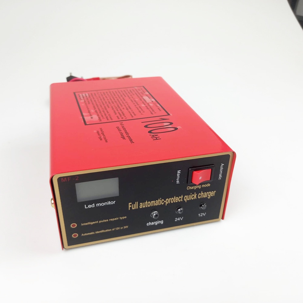 WanleCharger Aki Mobil Lead Acid Smart Battery Charger 12V/24V 6-105AH - OMRSISRE - Red