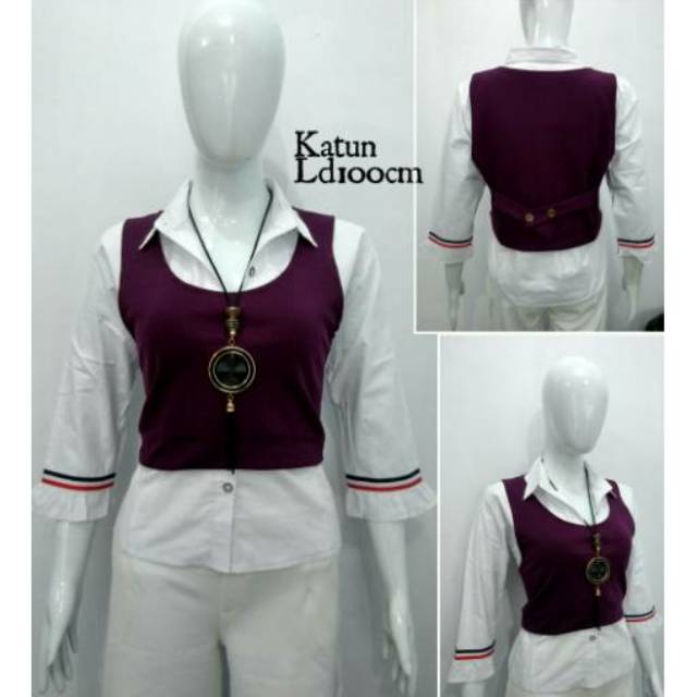 Blouse katun rompi fashion wanita kekinian 663380