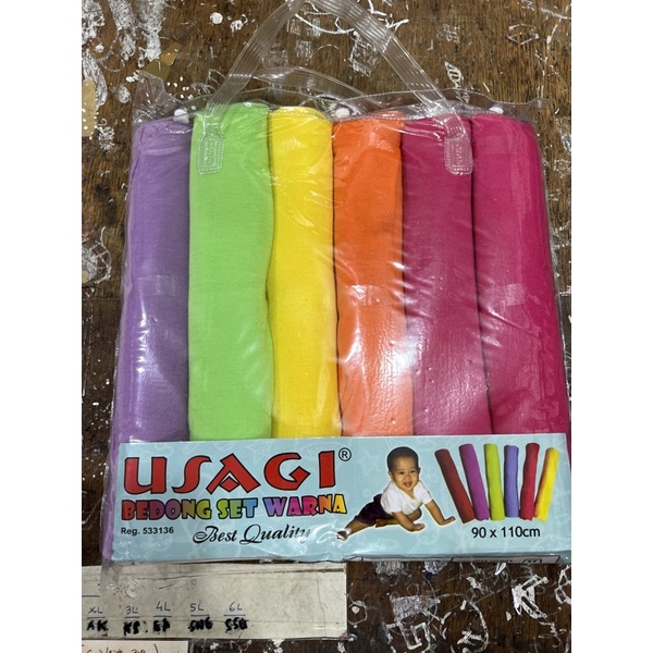 (3pcs) bedong bayi usagi rainbow pelangi 90x11cm