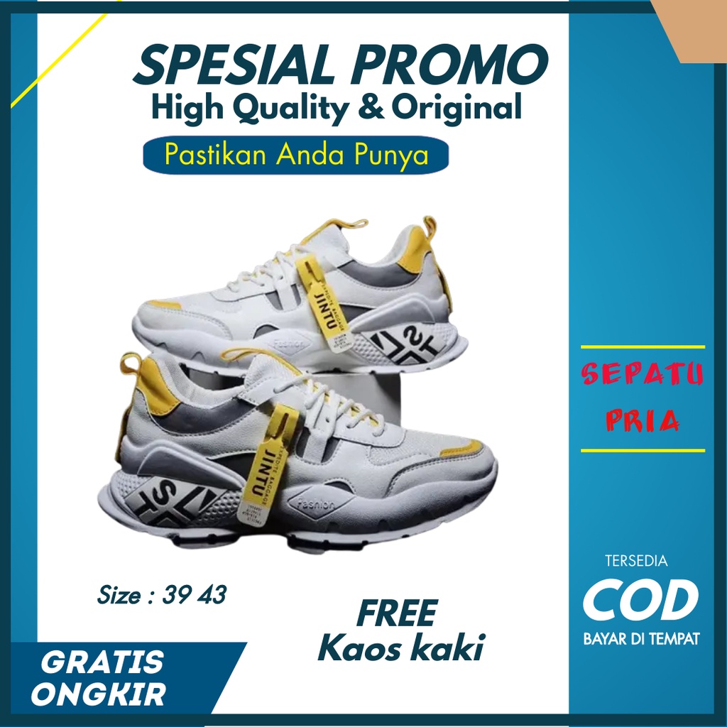 Sepatu Pria Sneakers Slip On Cowok Putih Casual Original 100%  Spatu Snekers Hitam Jalan Pria Sneake