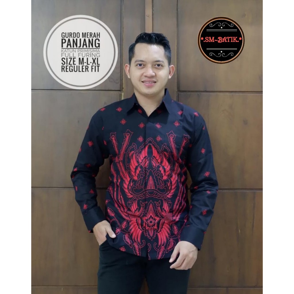 Gurdo Merah kemeja batik pria atasan batik by SM