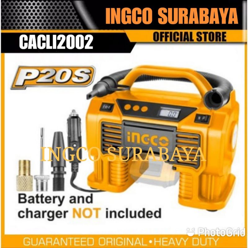 INGCO CACLI2002 KOMPRESOR MINI CORDLESS 20V POMPA BAN ANGIN  BATERAI 160PSI