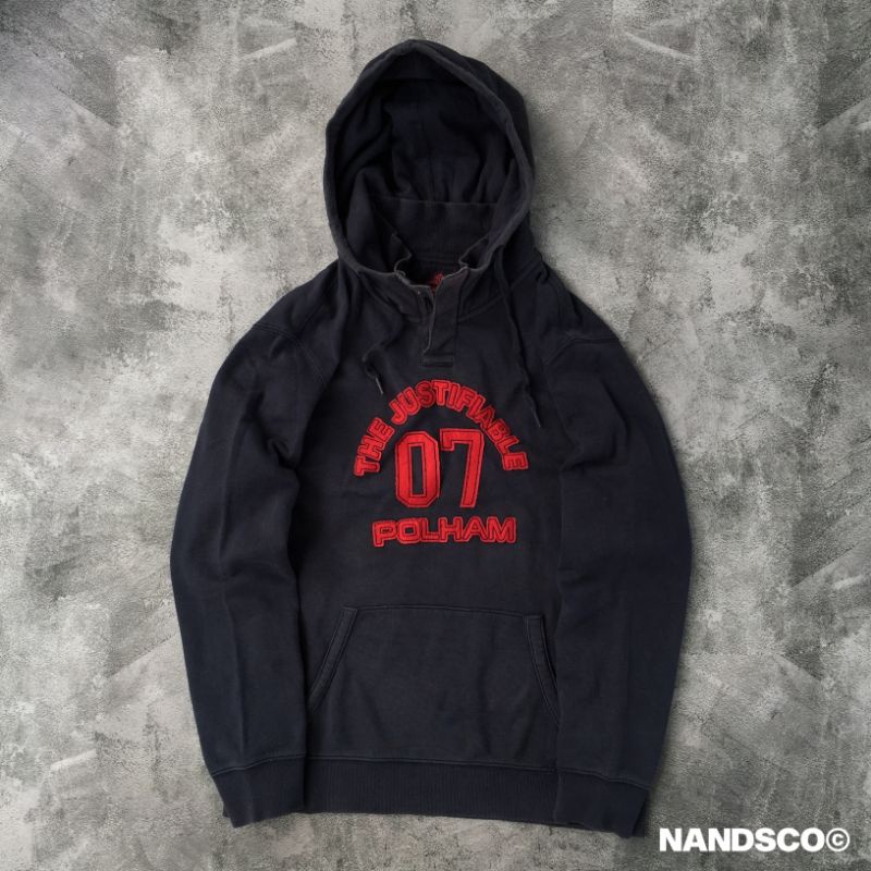 POLHAM "07" Bar Logo Pullover Hoodie - Navy Blue