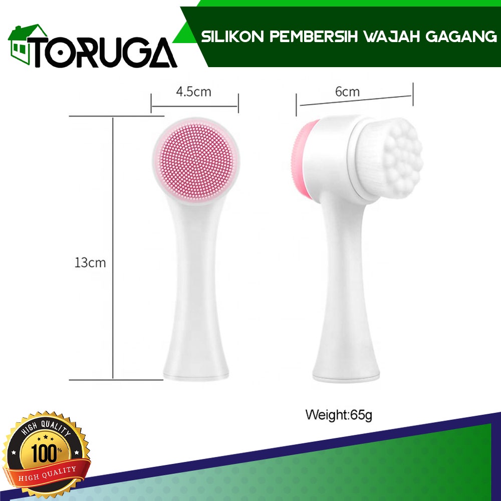 Alat Cuci Muka Pembersih Wajah Silicon Facial Brush 2 Sisi Efektif Cleanser Portable