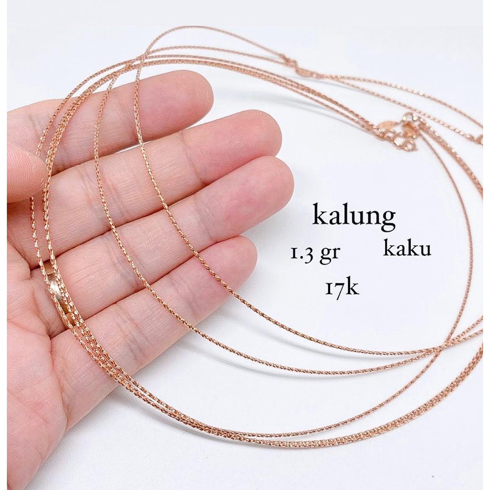 Kalung rantai anak dan dewasa emas asli kadar 750 75% 17k kaku kawat tegang putih rosegold kuning ringan terbaru choker coker