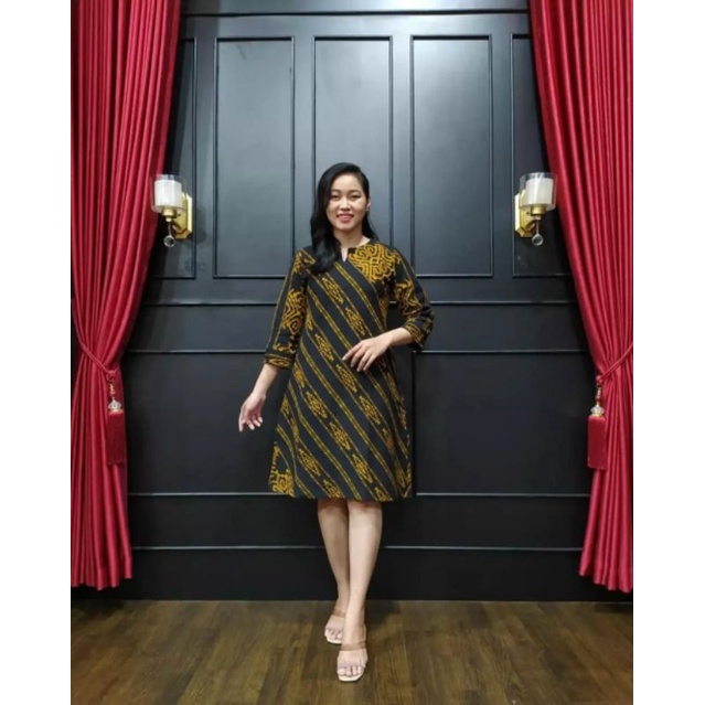 Dress tunik tenun murah  baju tenun jepara kain blangket ethnik tunik DTB9