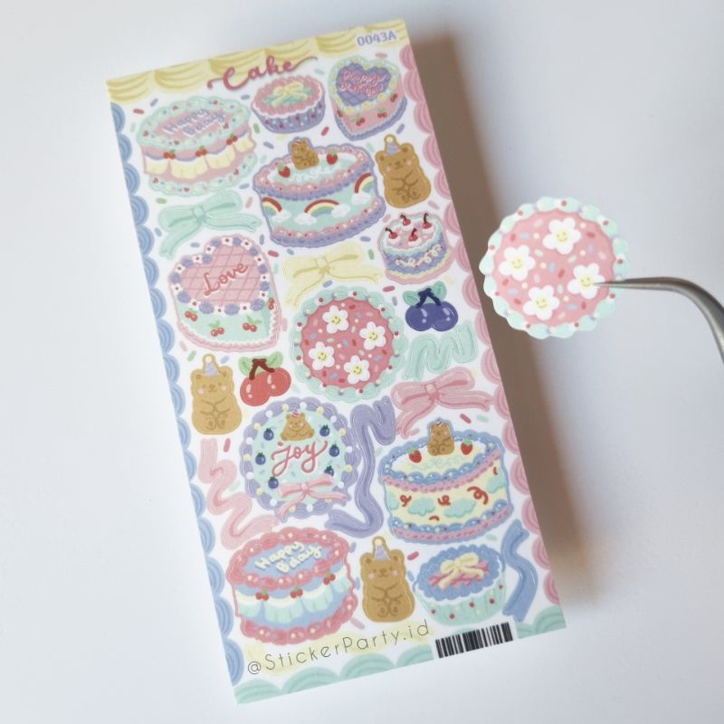 

Stiker Korea Kue Ulang Tahun Bento Cake Warna Pastel Dekorasi Ultah Birthday Tart Tahan Air StickerParty 0043