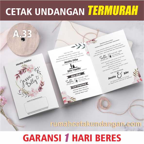 [A.33] CETAK UNDANGAN PERNIKAHAN MURAH, UNDANGAN CUSTOM, VINTAGE, RUSTIC, MODERN, ELEGANT, UNIK