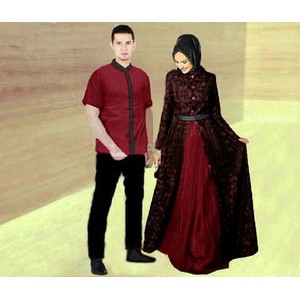 Gamis Couple Keluarga CP ZAHIRA NAVI, MAROON BRUKAT KOMB FURING rok satin hot item