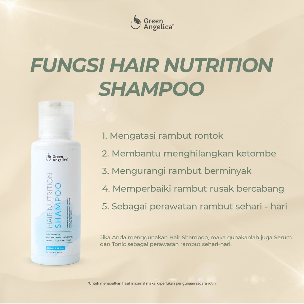 Green Angelica Hair Nutrition Shampoo Rambut Rontok Lepek dan Berketombe BPOM 100 ml-7