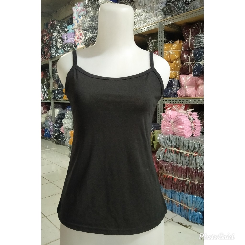 SALE !!! SINGLET  SALUR // POLOS // MOTIF / TANK TOP WANITA TERLARIS TERMURAH // BISA COD // CELLINE-TANKTOP HITAM