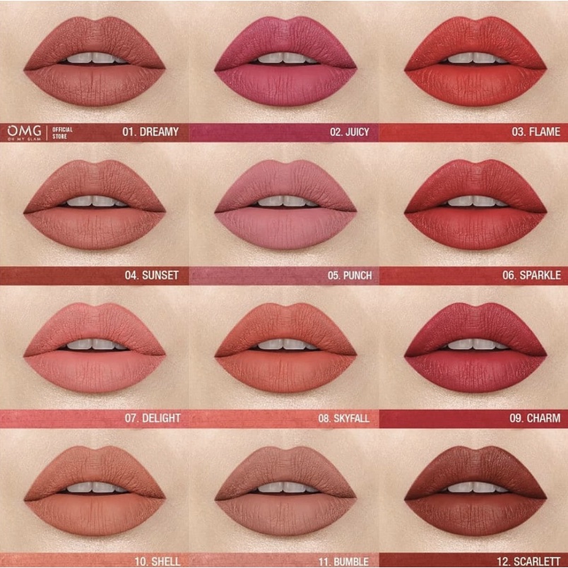 OMG Oh My Glam Matte Kiss Lip Cream Lipstick Lipstik Lipcream New Edition &amp; Minipink OM001