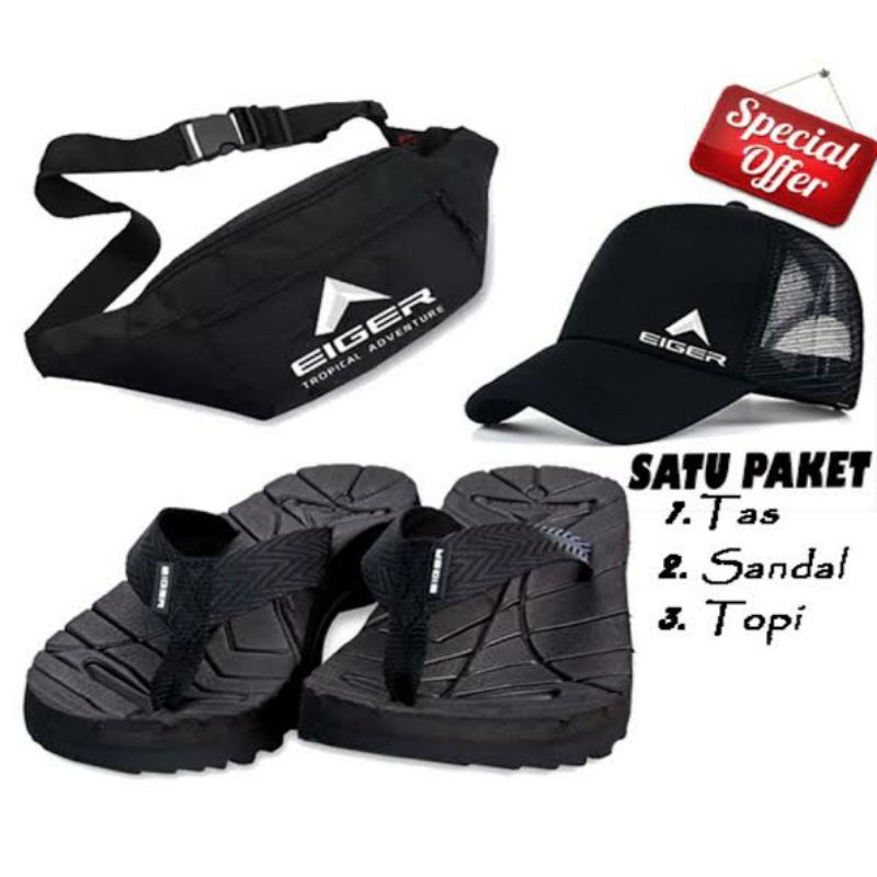PaketTasSelempangBonus(Sendal+Topi)