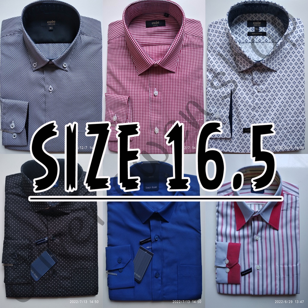 Kemeja Slim Fit Lengan Panjang Merk Stanley Adams Ukuran 16.5