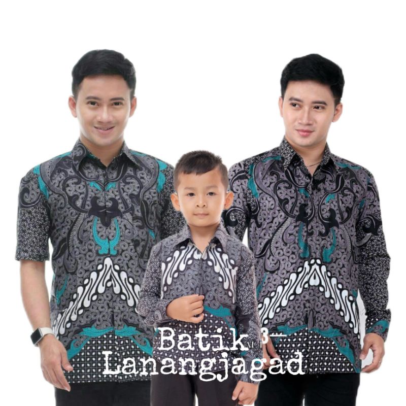 Batik Pria Couple Batik Ayah dan Anak Laki Laki Kemeja Batik Anak Cowok Motif Albar Warna Ungu Mauve