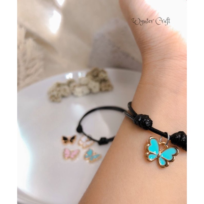 WA121 Butterfly Bracelet Gelang Hitam Charm Kupu Kupu by Wynter Craft