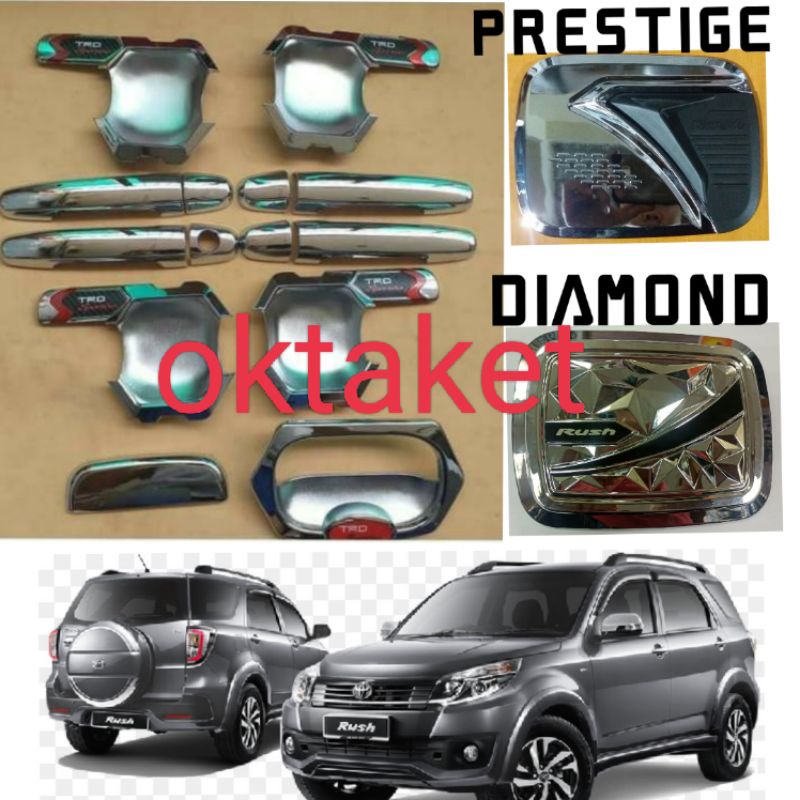 paket outer handle tank cover Rush Terios lama 2007 2010 2012 2015 2017 Trd Sportivo Chrome