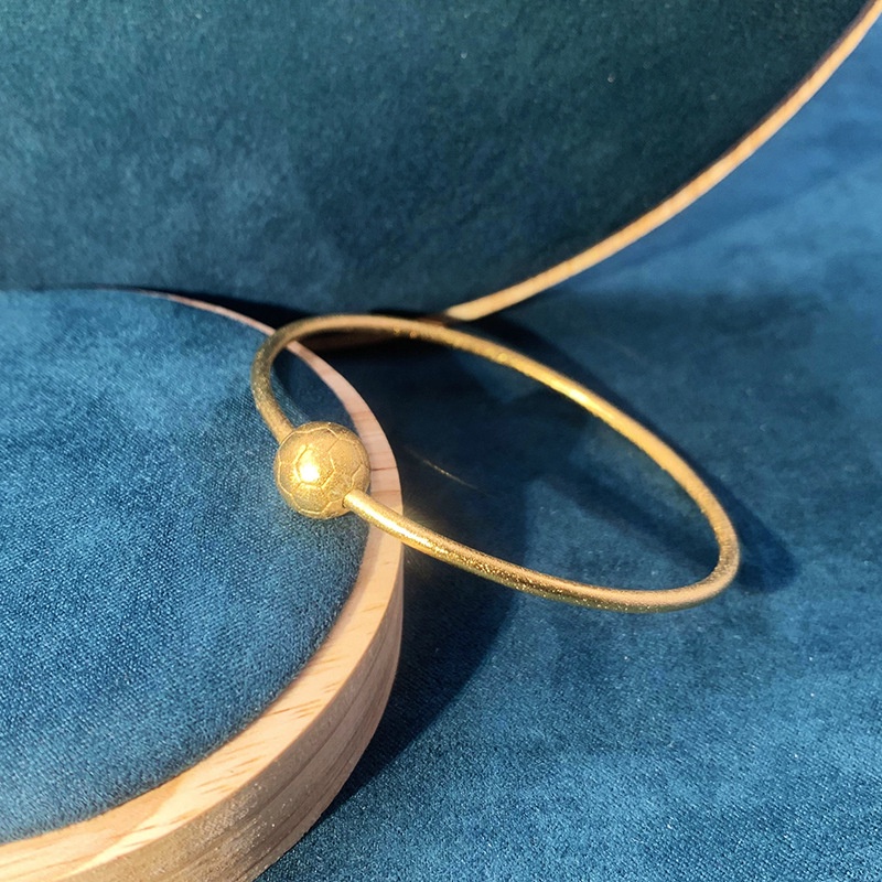 Gelang Tangan Lapis Emas Emas Asli Kadar 375 Model Frosted Gaya Bangkok Untuk Wanita