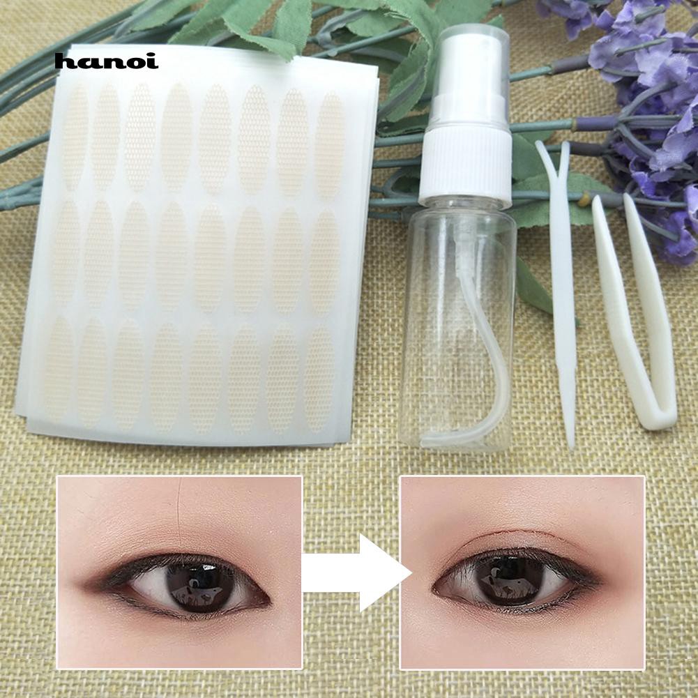 HN❤5Sheets Invisible Double Eyelid Tape Adhesive Sticker with Tweezers Spray Bottle