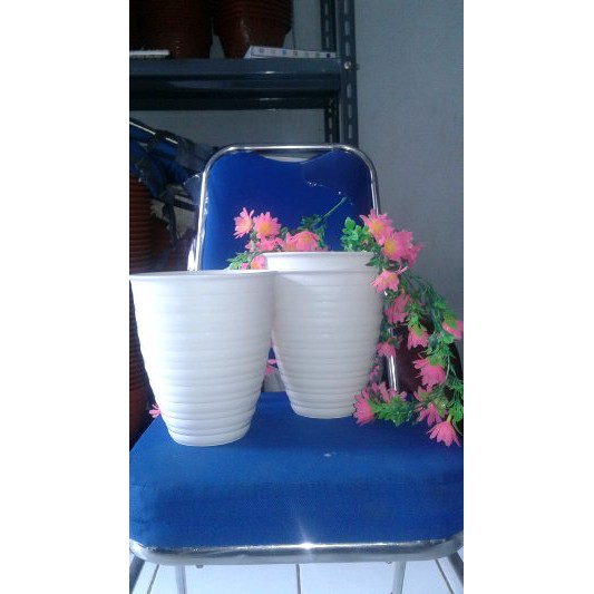 Pot Piros 18 Cm Putih Motif Pot Plastik 18cm Pot Plastik Bunga Putih