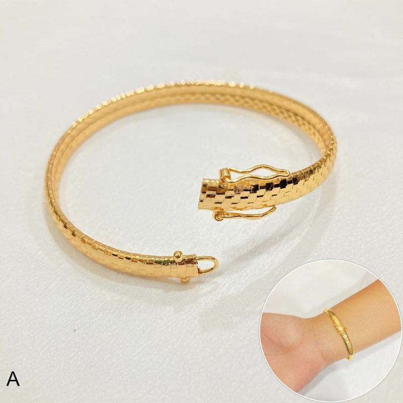 gelang tangan kolong 2pcs gelang keroncong kolong isi 2 perhiasan wanita titanium gold