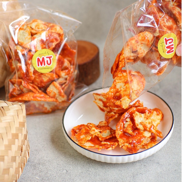 

Keripik Kripik Emping Melinjo Belinjo Balado Pedas Manis Mekar 200 Gram/Cemilan Pedas/Keripik Pedas