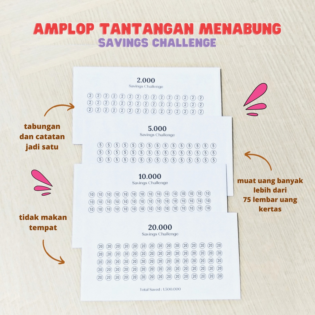 Amplop Target Savings Challenge Tantangan Menabung Tabungan