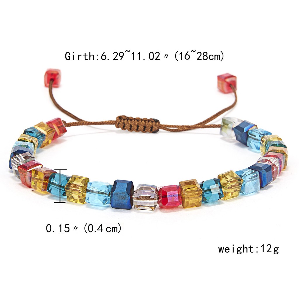 Gelang Kristal Warna-Warni Adjustable Untuk Wanita