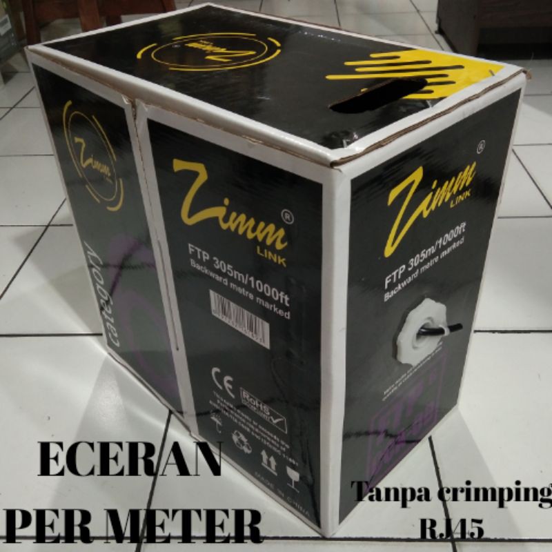 ZimmLink kabel LAN FTP CAT6 CCA-OD Outdoor Double Jacket (ECERAN/METER TANPA CRIMPING RJ45)