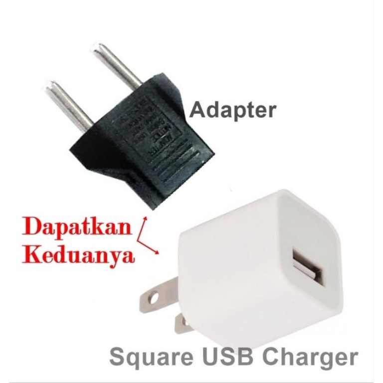 USB Charger - Square (real 700 mAh) + Adapter - Putih - 63904putih