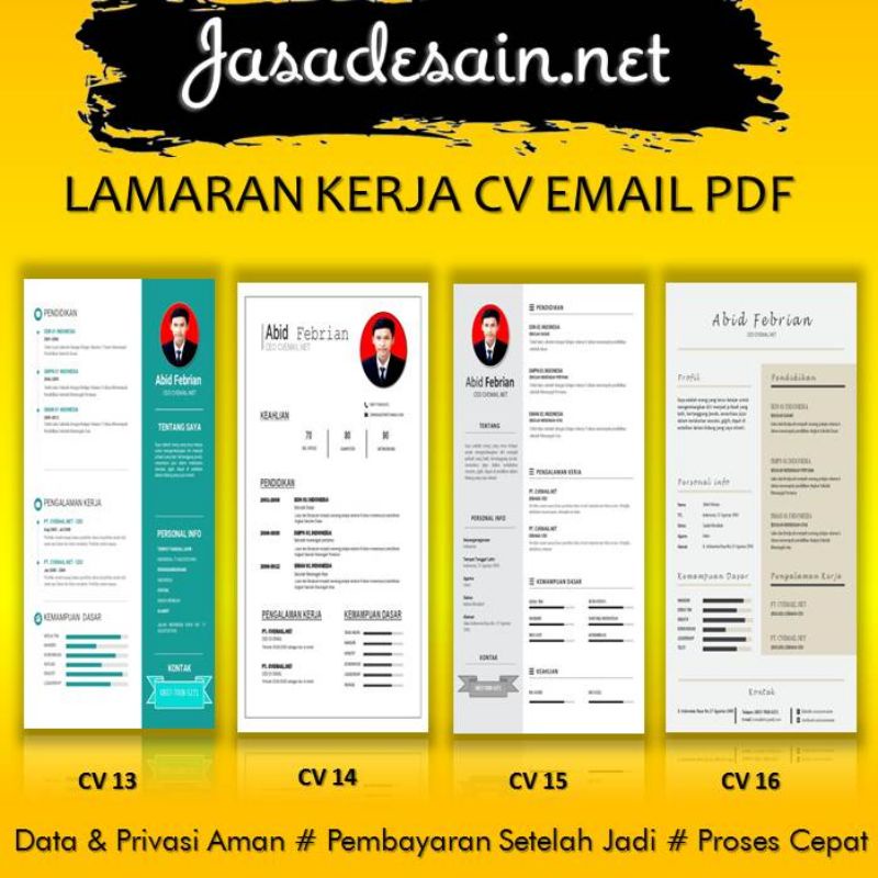 RESUME LAMARAN KERJA CV EMAIL PDF TIPE 4